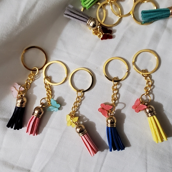 Free gift with order tassel Keychain butterfly handmade gold silver charms New ♥ - Picture 2 of 4